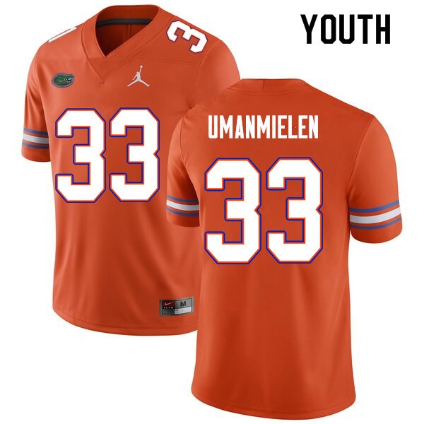 Youth #33 Princely Umanmielen Florida Gators College Football Jersey Orange